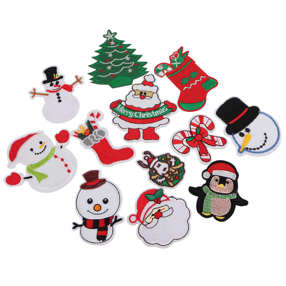 Christmas Snowman Embroidered Iron Sew On Patch Decoration XMAS Applique Badge 