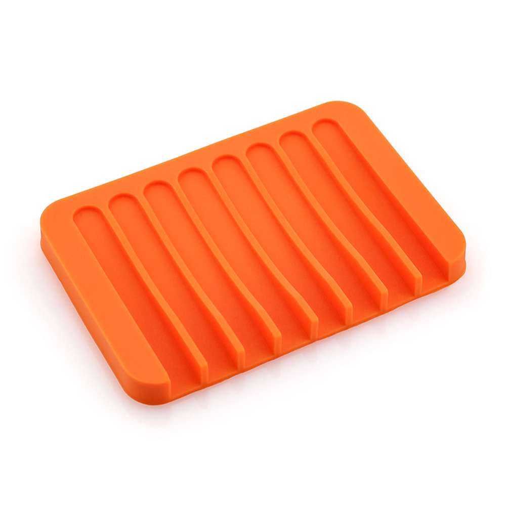 Soap Dish Bathroom Silicone Soap Hold Draining Holder Soapbox Tray Water Drainer 