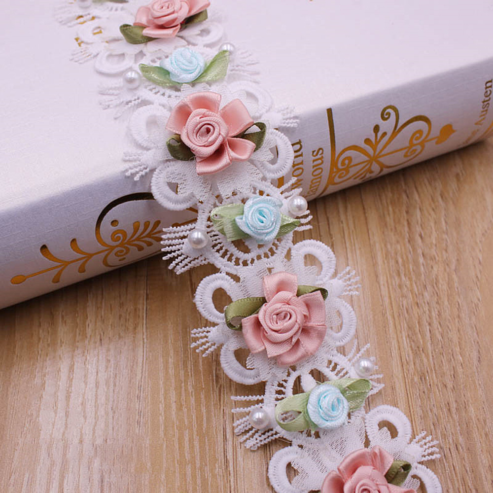 1Yard Flower Embroidered Trim Lace Ribbon Fabric DIY Wedding Dress Sewing Craft - Picture 14 of 14