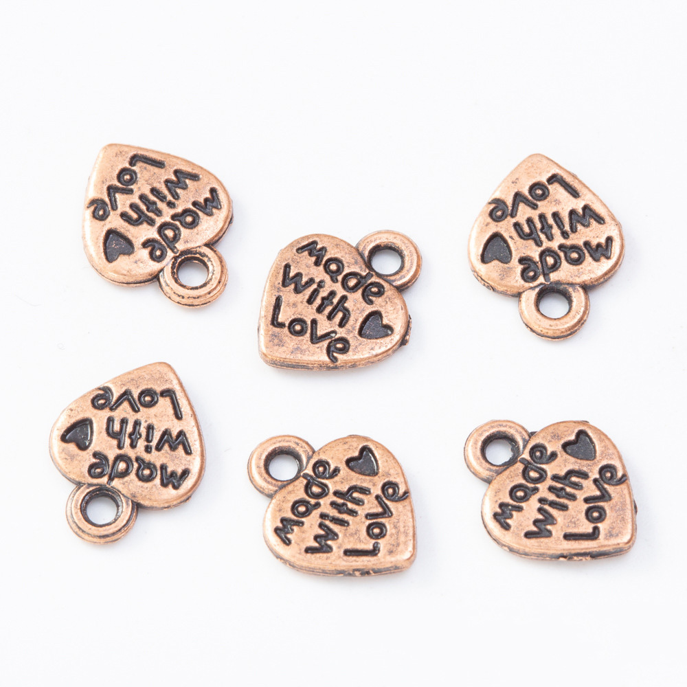 50x Alloy Heart Labels Tags Made with Love DIY Clothing Sewing Decor Accessories 