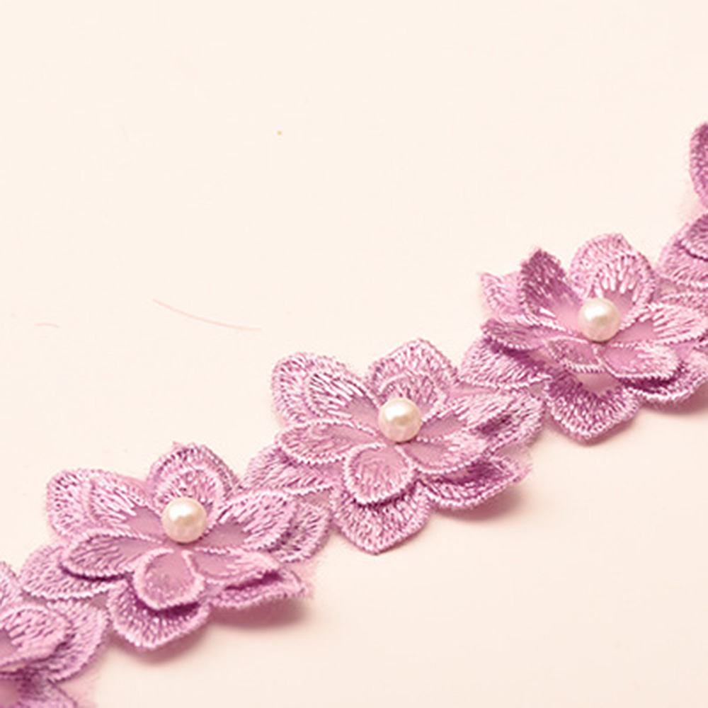 1 Yard Flower Lace Trim Beaded Ribbon Embroidered Fabric Wedding Dress Sewing - Picture 19 of 25
