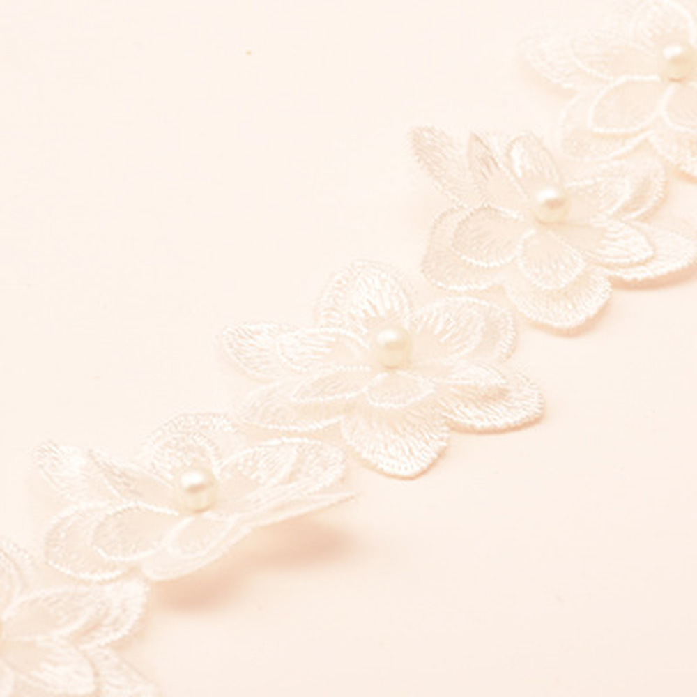 1 Yard Flower Lace Trim Beaded Ribbon Embroidered Fabric Wedding Dress Sewing - Picture 23 of 25
