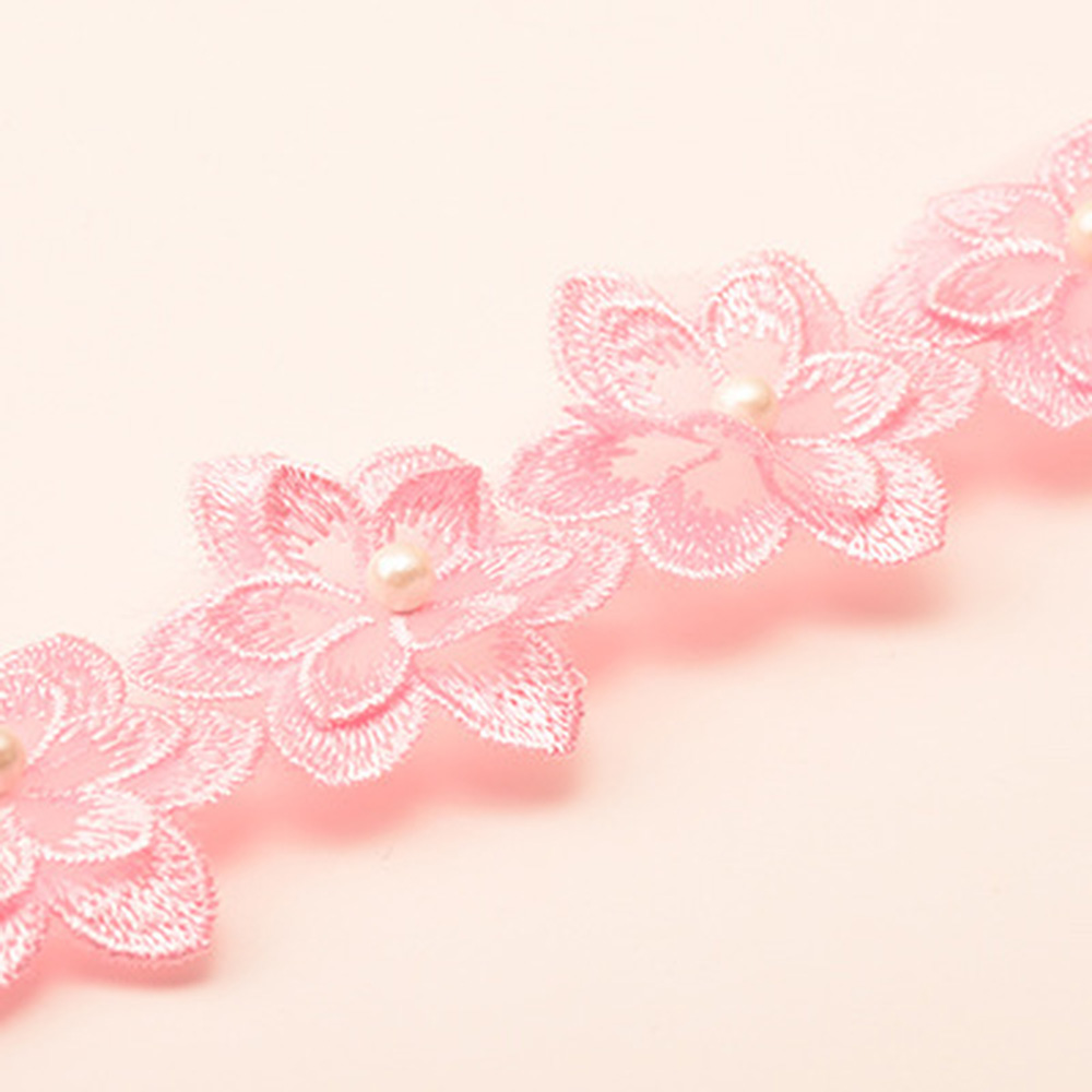 1 Yard Flower Lace Trim Beaded Ribbon Embroidered Fabric Wedding Dress Sewing - Picture 24 of 25