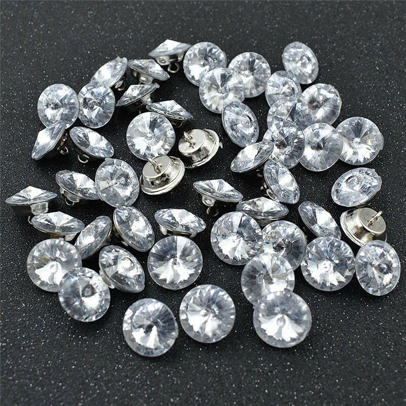 50/200Pcs Rhinestone Buttons Clear Crystal Upholstery Sewing DIY Sofa Home Decor - Picture 10 of 11