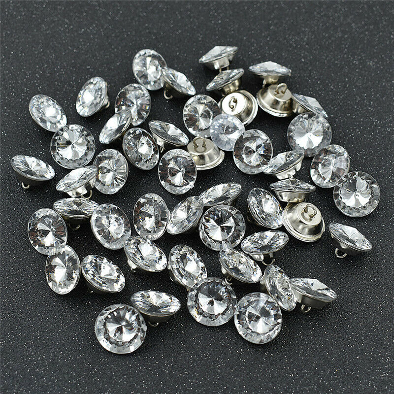 50/200Pcs Rhinestone Buttons Clear Crystal Upholstery Sewing DIY Sofa Home Decor - Picture 11 of 11