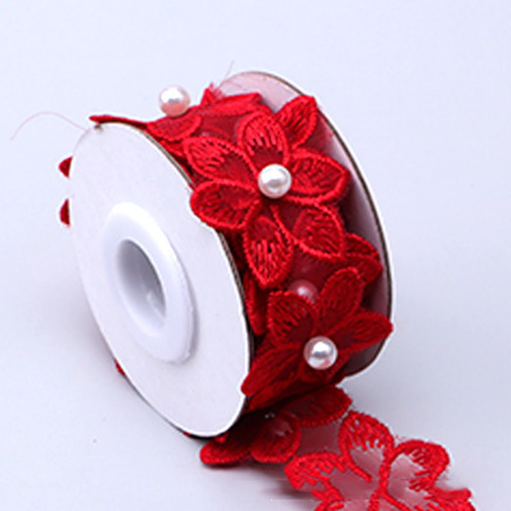 1Yard Beaded Flower Lace Trim Ribbon Embroidery Edge Sewing Wedding Decor DIY - Picture 13 of 27