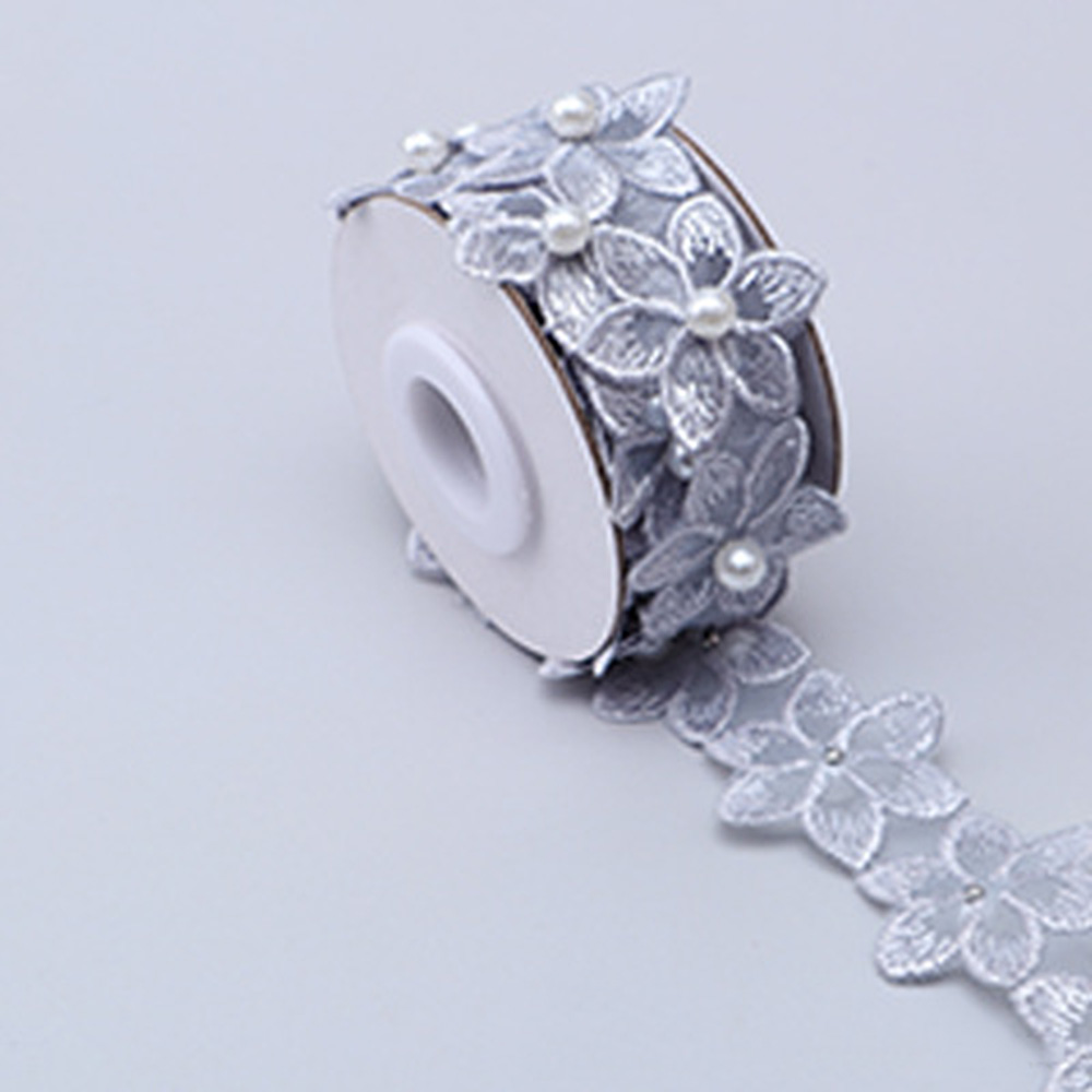1Yard Beaded Flower Lace Trim Ribbon Embroidery Edge Sewing Wedding Decor DIY - Picture 15 of 27