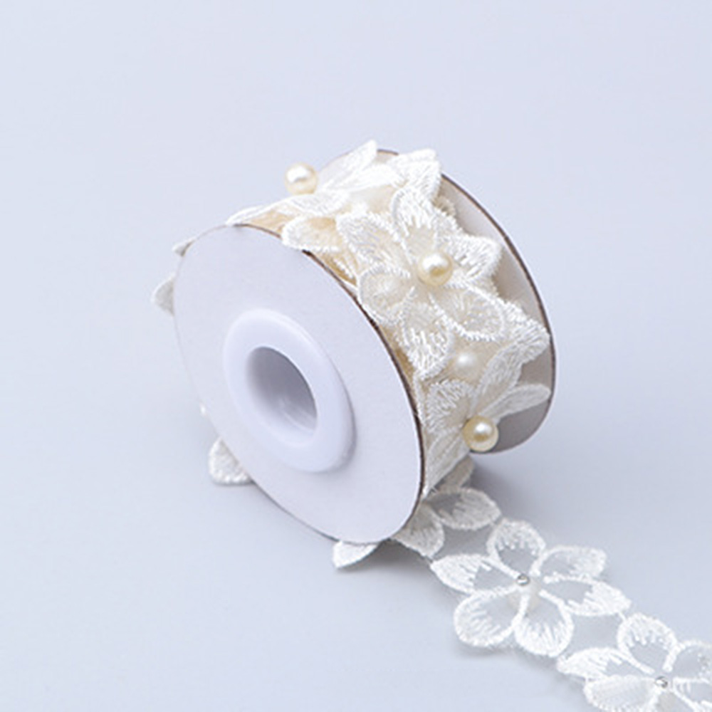 1Yard Beaded Flower Lace Trim Ribbon Embroidery Edge Sewing Wedding Decor DIY - Picture 16 of 27