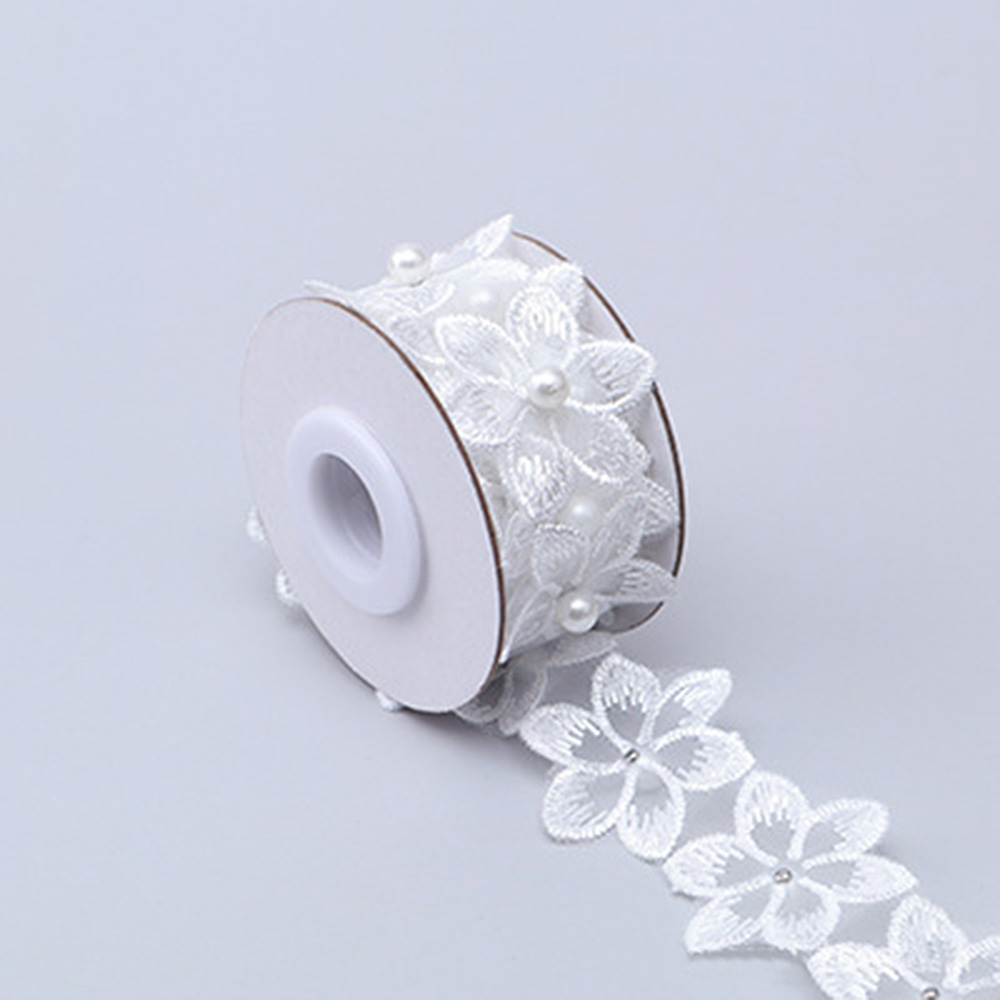 1Yard Beaded Flower Lace Trim Ribbon Embroidery Edge Sewing Wedding Decor DIY - Picture 18 of 27