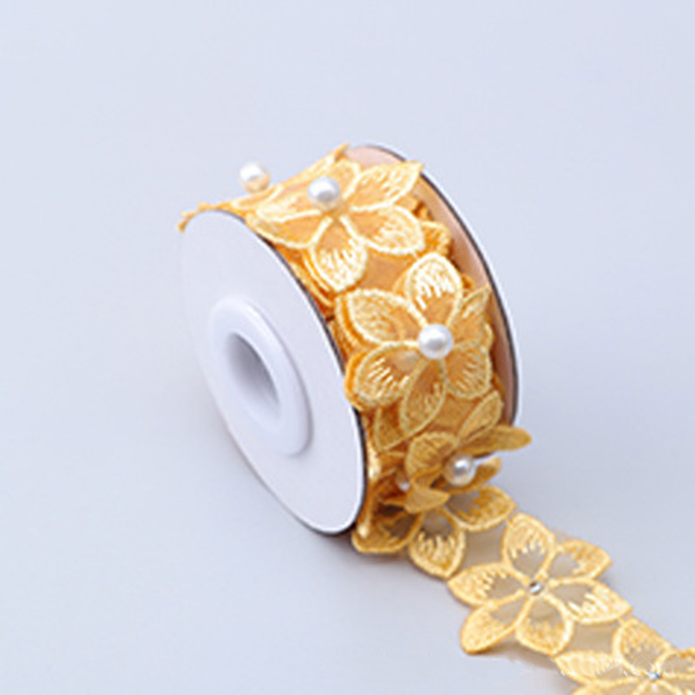 1Yard Beaded Flower Lace Trim Ribbon Embroidery Edge Sewing Wedding Decor DIY - Picture 19 of 27