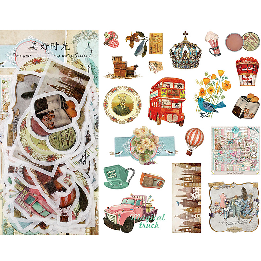 60 Pcs Scrapbook Supplies Vintage Aesthetic Decorative Papers