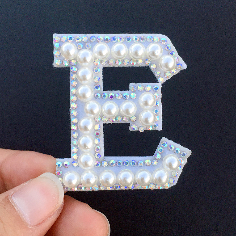 26 Pcs A-z Pearl Rhinestone Letter Patch Alphabet Applique 3d Sew On Letters  Patch For Diy Clothing