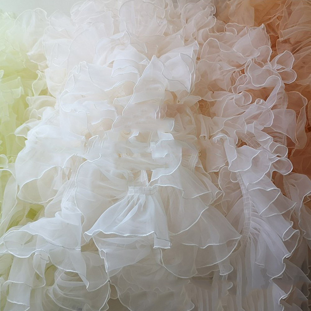 1Yard Lace Trim Organza Pleated Ribbon Edge Wedding Dress Clothing Sewing DIY - Picture 15 of 18