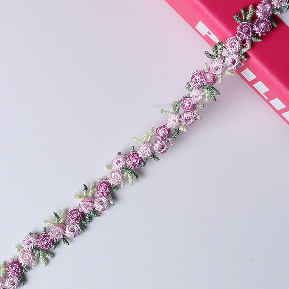 2 yardas de tela de encaje bordada con flores hágalo usted mismo costura hecha a mano artesanal - Imagen 14 de 19