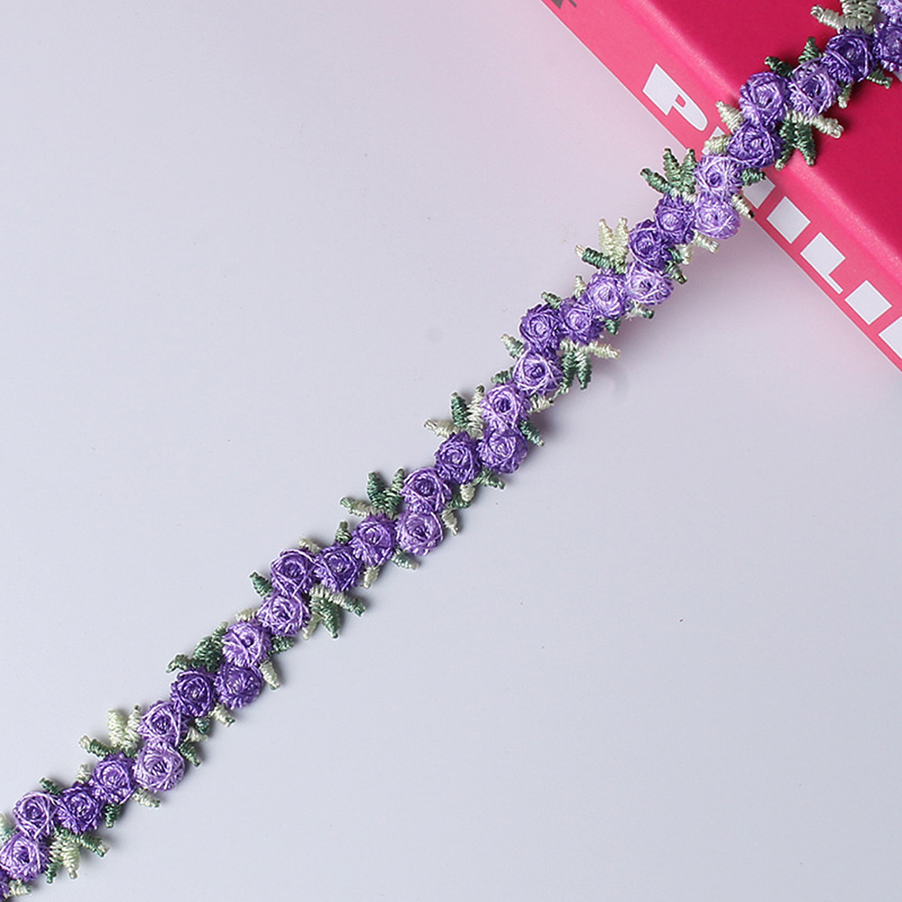 2 yardas de tela de encaje bordada con flores hágalo usted mismo costura hecha a mano artesanal - Imagen 17 de 19
