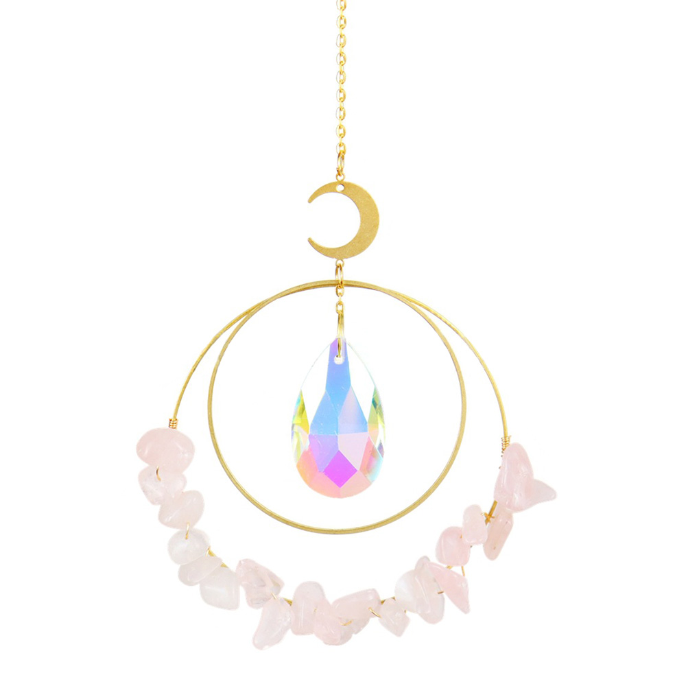 Quartz Crystal Sun Catcher Moon Suncatcher Pendant Rainbow Maker Hanging Decor - Picture 9 of 11