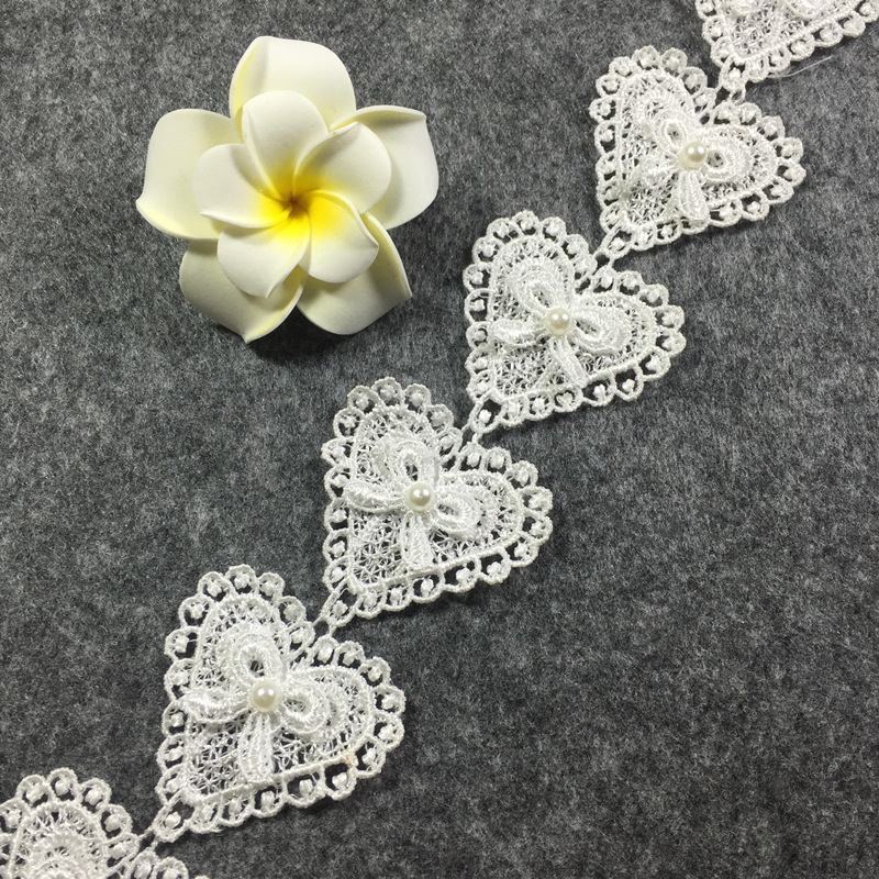 1yard Handmade Lace Trim Patchwork Material Heart Lace Ribbon DIY Sewing Ribbon - Picture 13 of 14