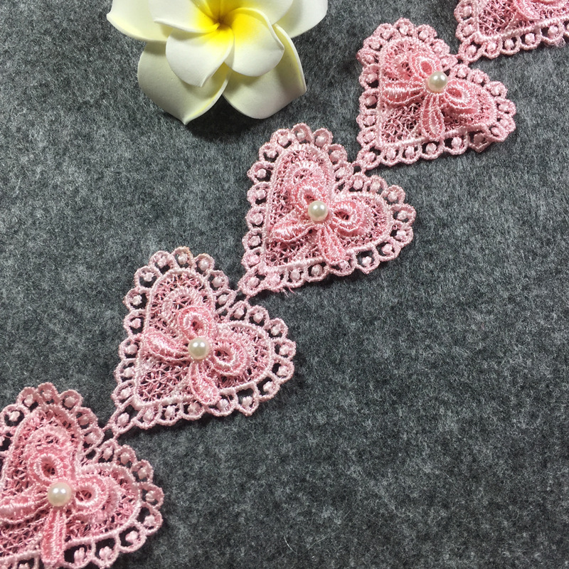 1yard Handmade Lace Trim Patchwork Material Heart Lace Ribbon DIY Sewing Ribbon - Picture 14 of 14