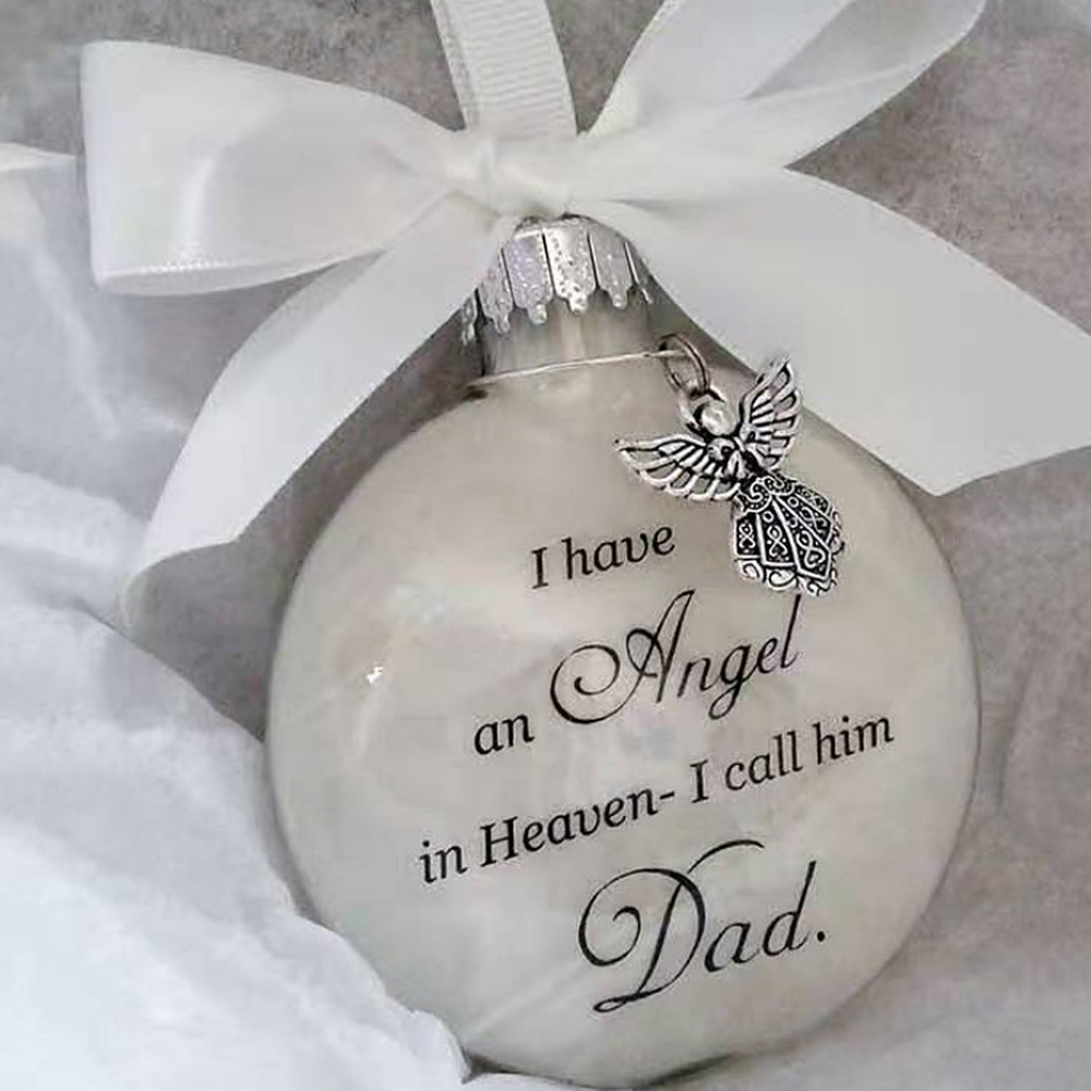 Angel Feather Memory Bauble Christmas Tree Ball Memorial Gift Mum Dad Nan Nana