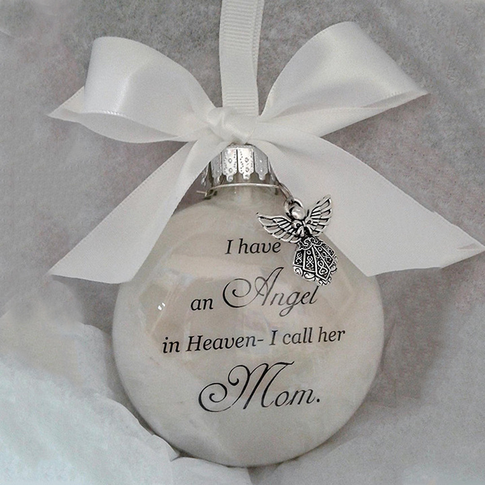 Angel Feather Memory Bauble Christmas Tree Ball Memorial Gift Mum Dad Nan Nana