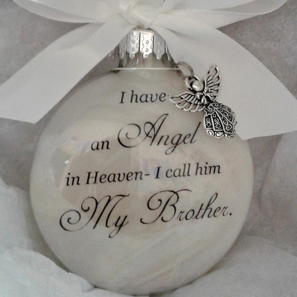 Angel Feather Memory Bauble Christmas Tree Ball Memorial Gift Mum Dad Nan Nana