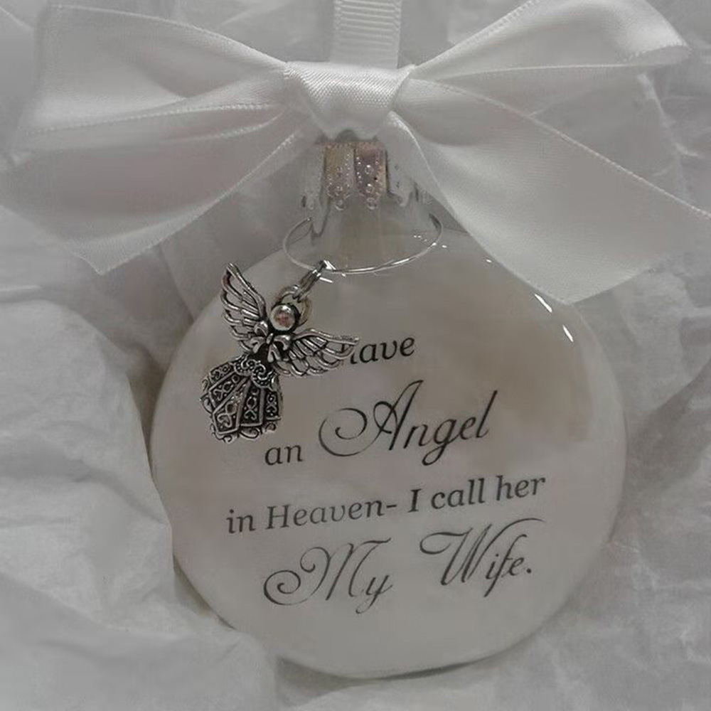 Angel Feather Memory Bauble Christmas Tree Ball Memorial Gift Mum Dad Nan Nana