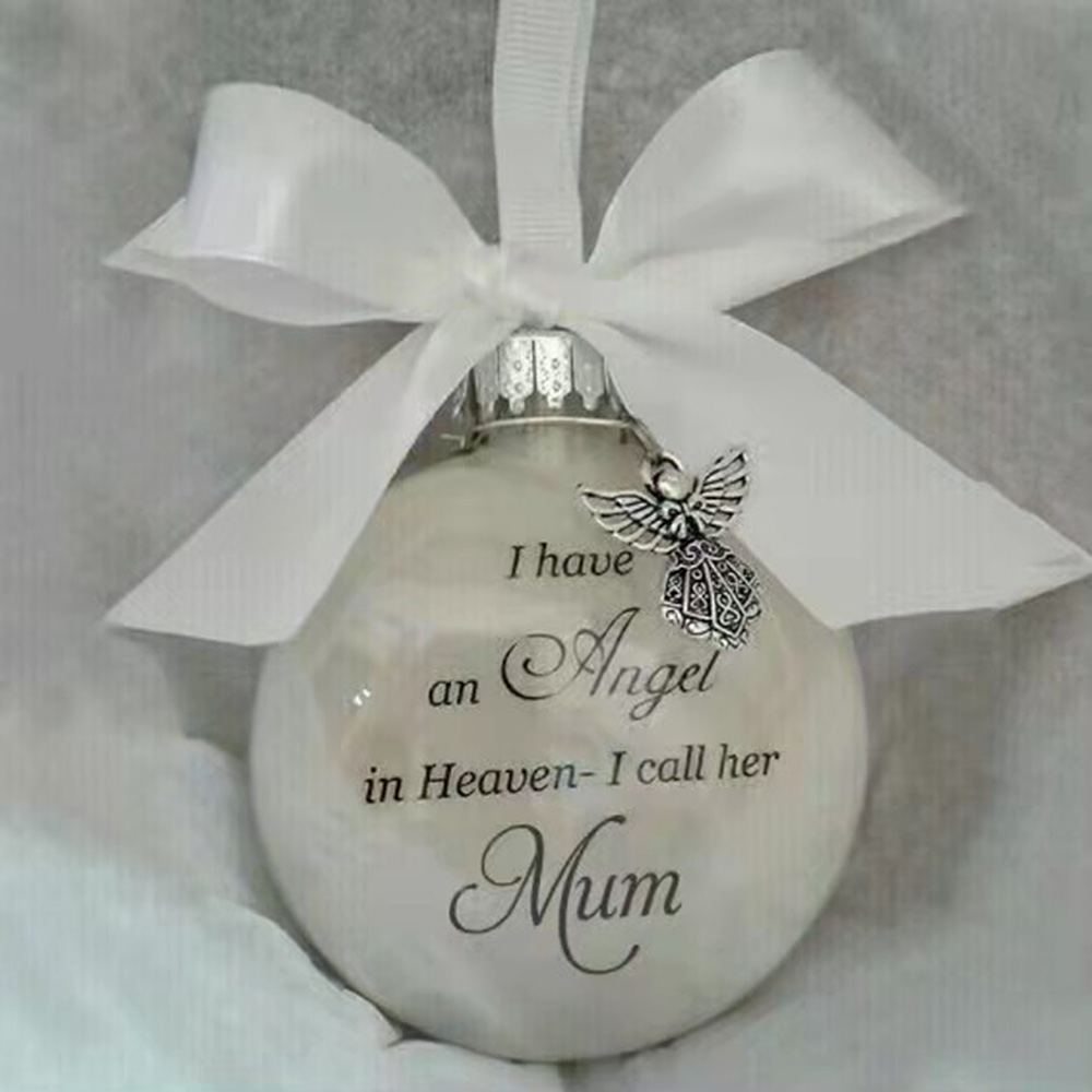 Angel Feather Memory Bauble Christmas Tree Ball Memorial Gift Mum Dad Nan Nana