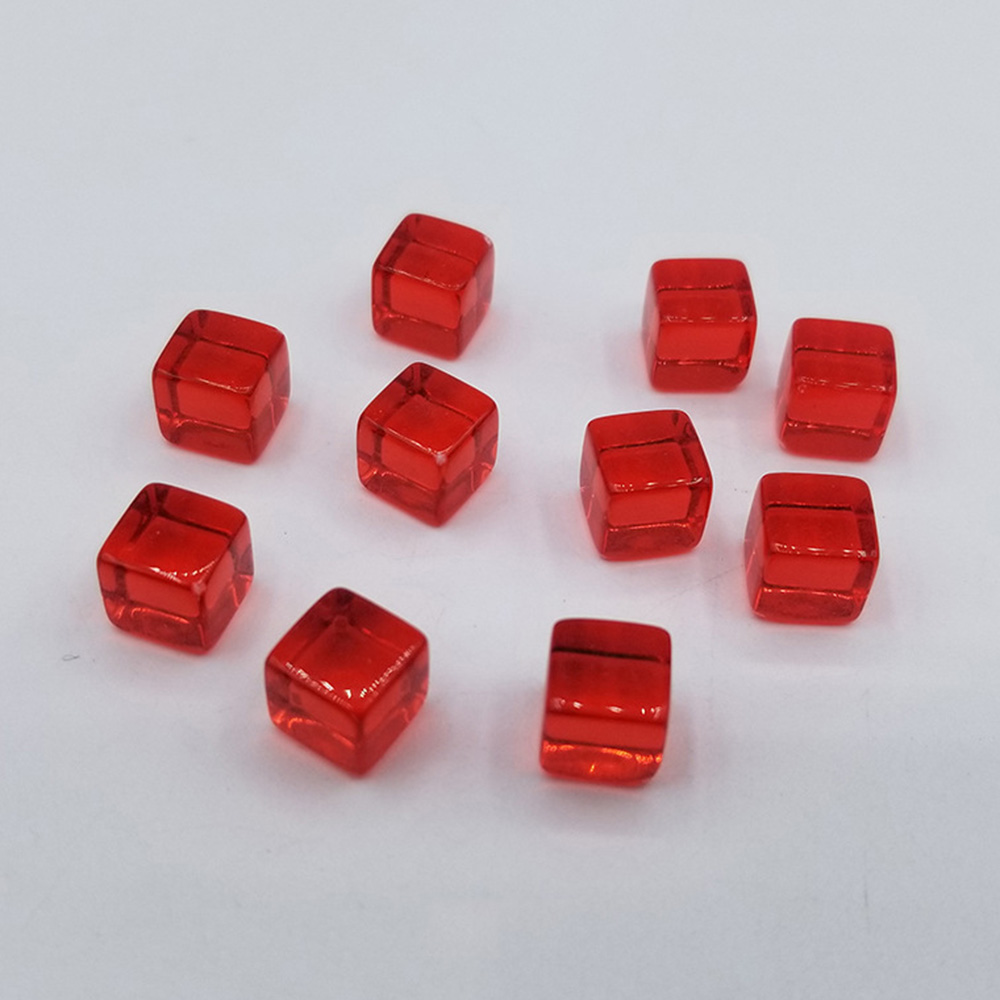 Pack of 10 12mm Square Transparent Blank Dice Cubes Red 