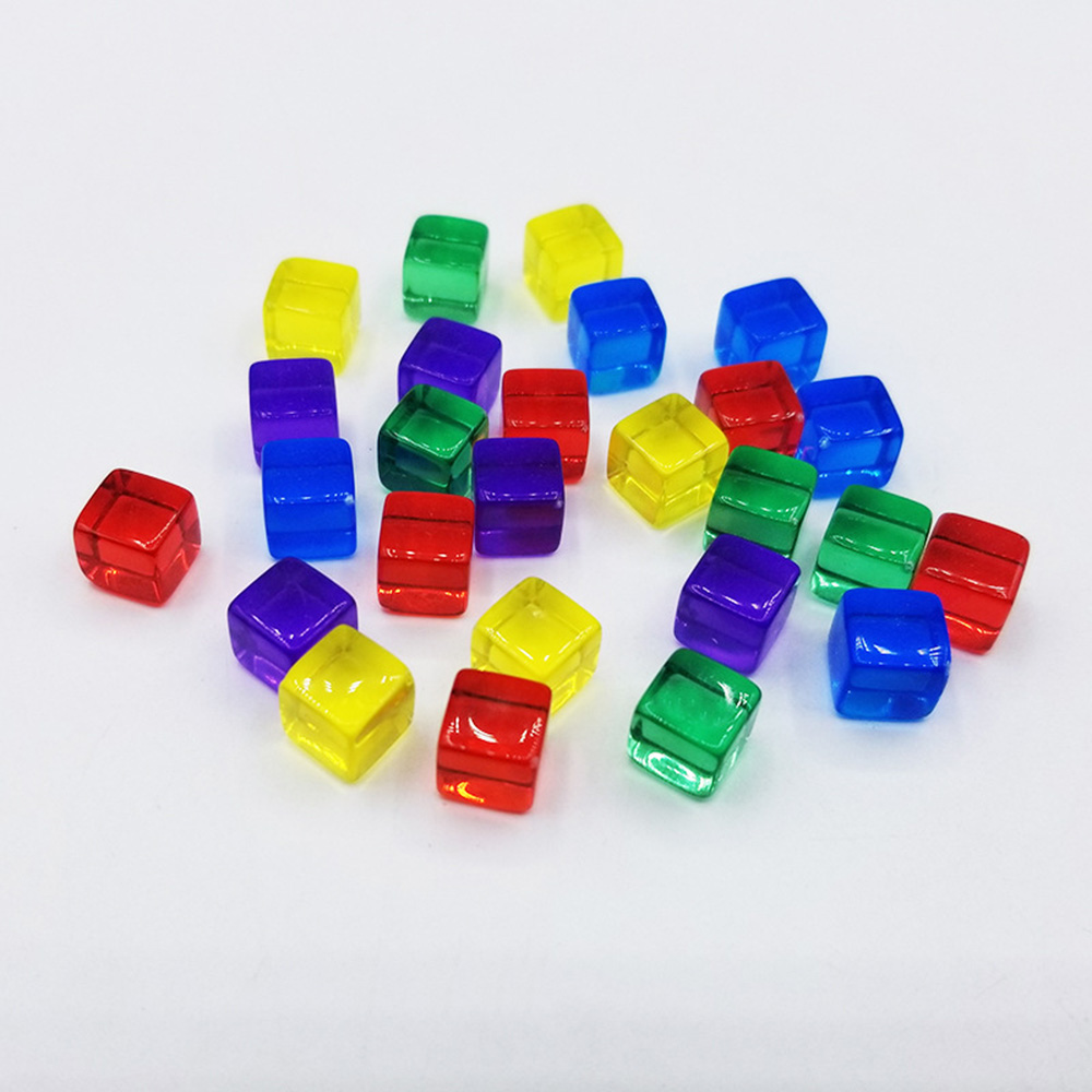 100Pcs Transparent Cube Corner Colorful Crystal Dice Chess Piece For Puzzle Game