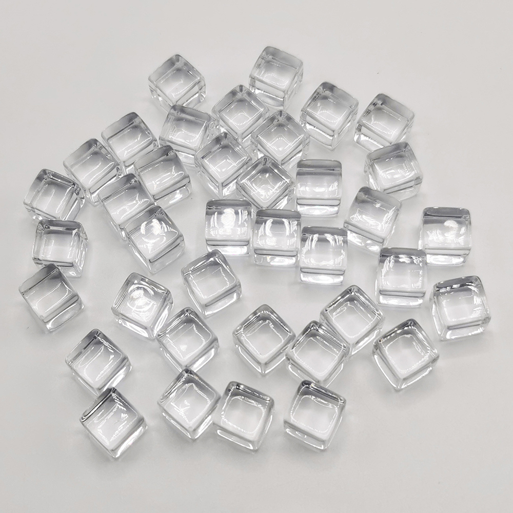 100x 8mm Transparent Cube Square Corner Crystal Dice Chess Piece For Puzzle Game 
