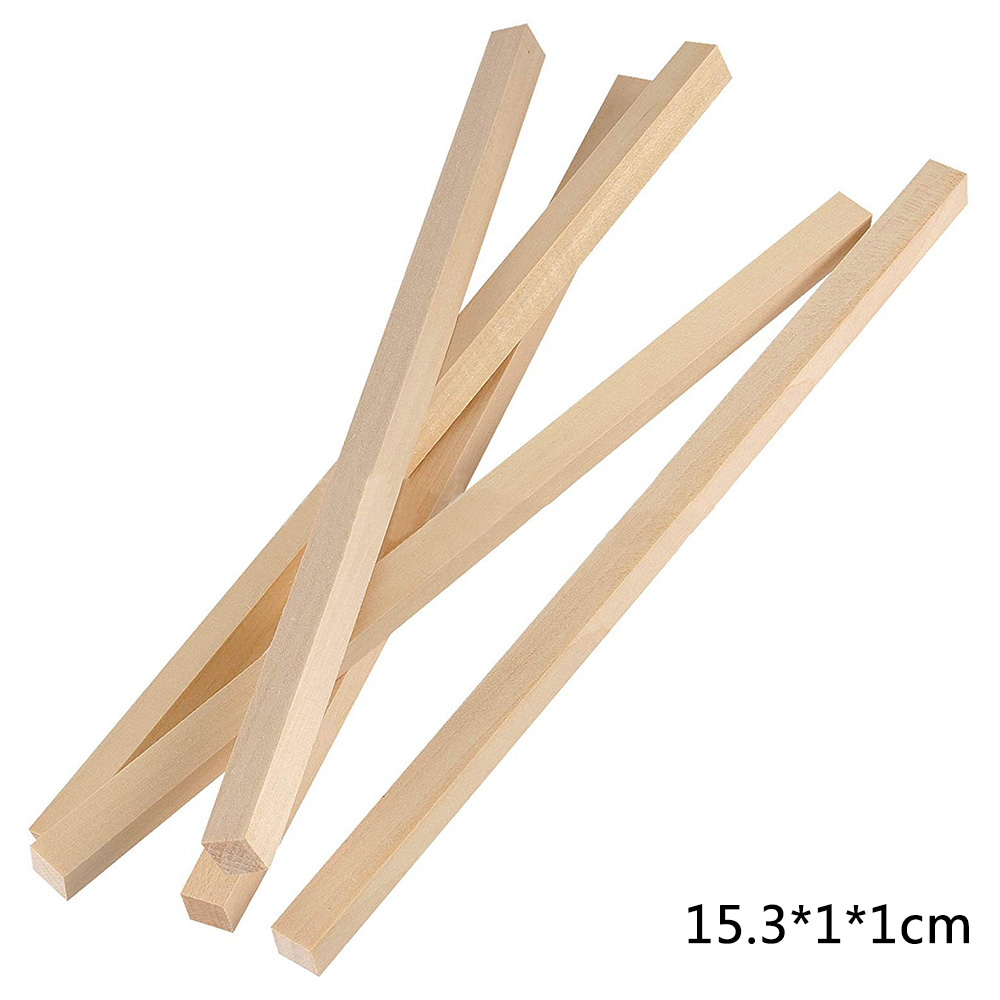 10 PCS Basswood Stick Wooden Block Rod DIY Wood Toys Woodwork Crafting Pieces