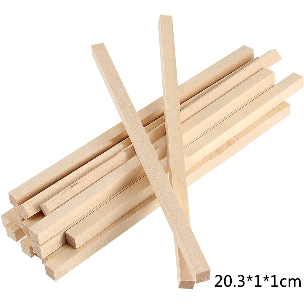 10 PCS Basswood Stick Wooden Block Rod DIY Wood Toys Woodwork Crafting Pieces