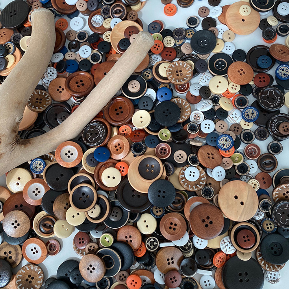 100× Round Wooden Buttons 2/4-Hole Flat Small Buttons Sewing Shirt Closure  Craft