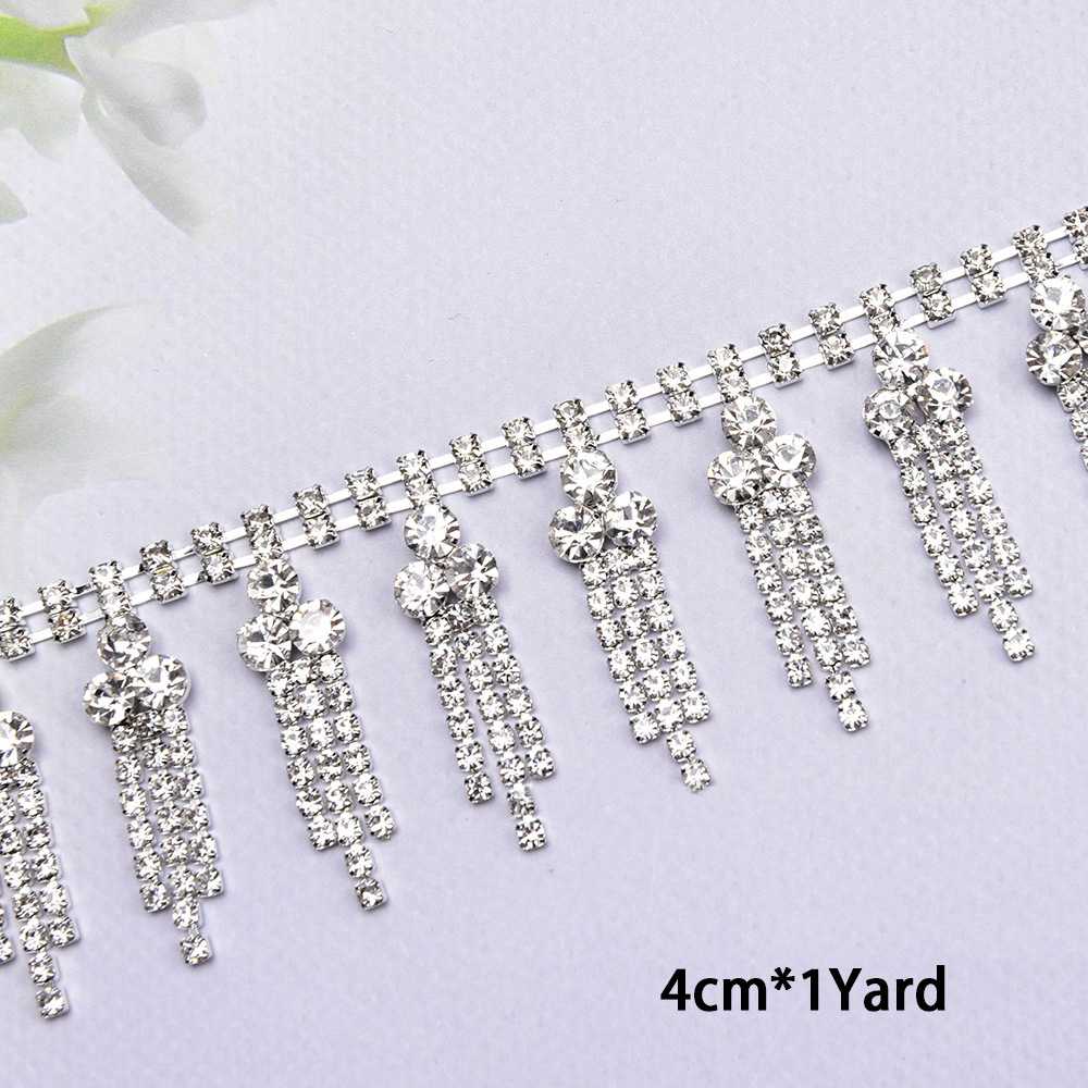 White Rhinestone Fringe Trim Long Tassel Chain Clothing Shoes Jewellery  Edging