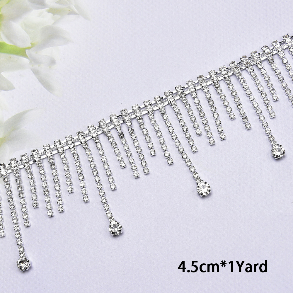 White Rhinestone Fringe Trim Long Tassel Chain Clothing Shoes Jewellery  Edging