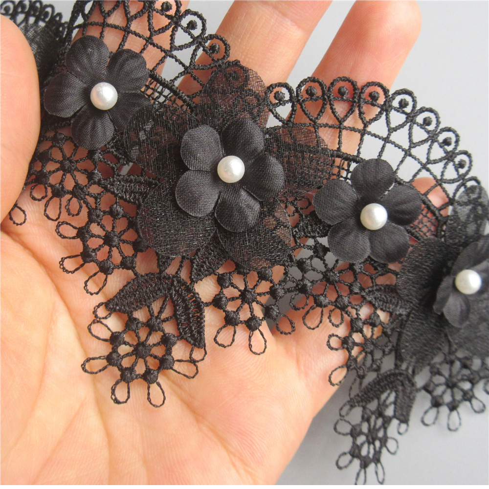 1 yd Scallop Flower Beaded Embroidered Trim Lace Ribbon For Sewing Wedding Dress - Picture 14 of 21