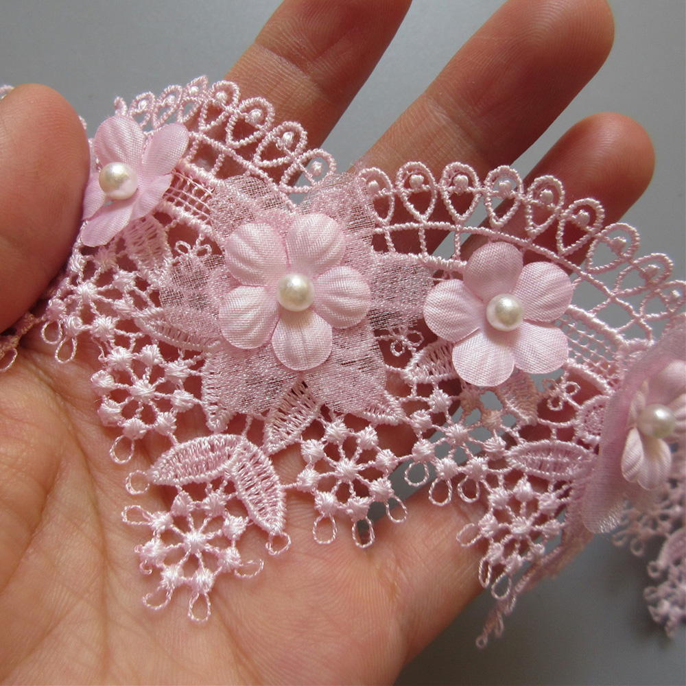 1 yd Scallop Flower Beaded Embroidered Trim Lace Ribbon For Sewing Wedding Dress - Picture 19 of 21