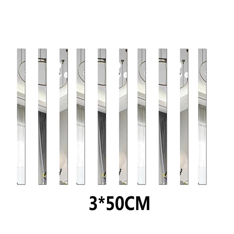 20Pcs Silver Acrylic Mirror Strips Self-adhesive Strips Tile Wall Stickers  Decal