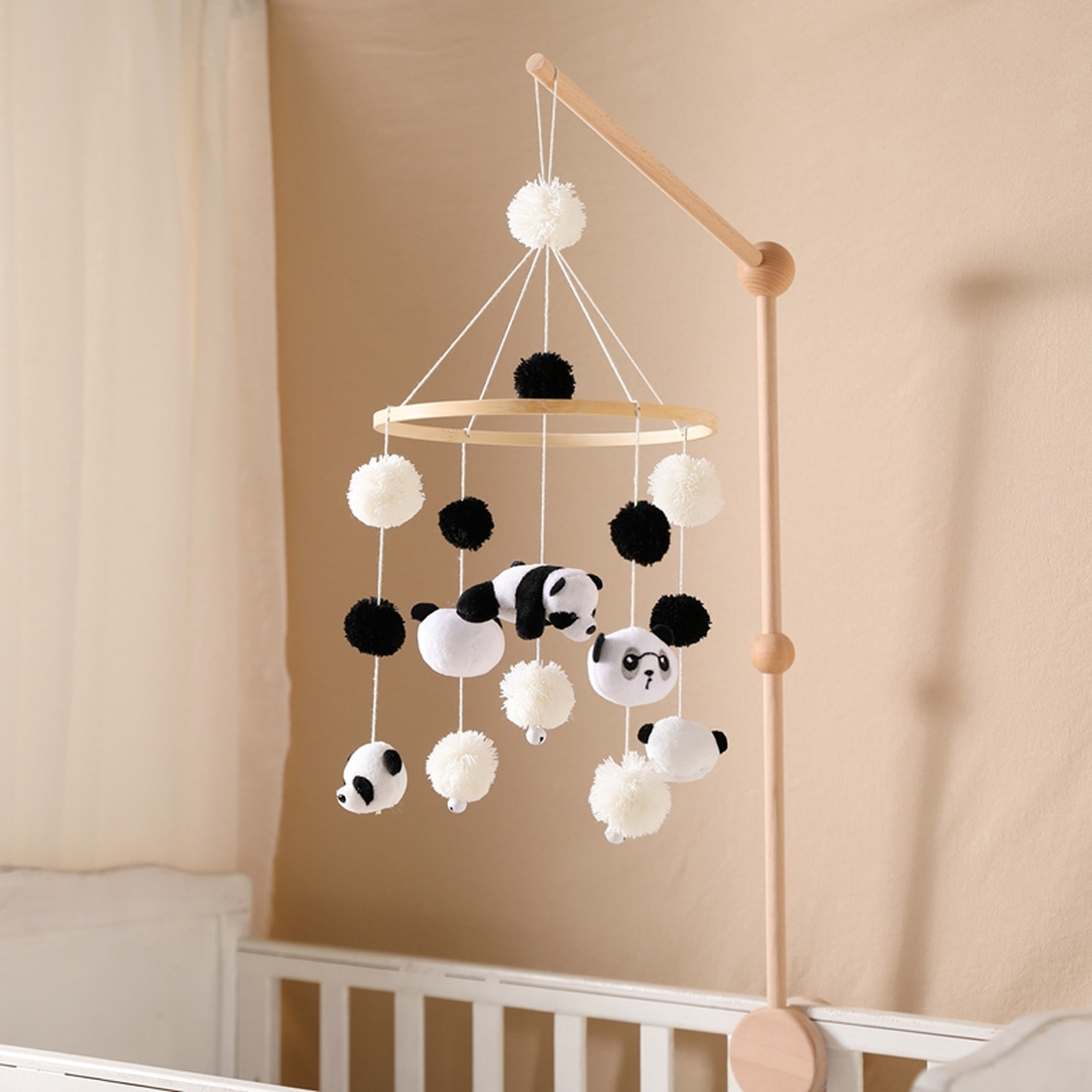 thumbnail interactive-video image 1 of Panda Crib Mobile - Wind Chime Nursery Decor For Baby Bassinet & Ceiling 1 of 9
