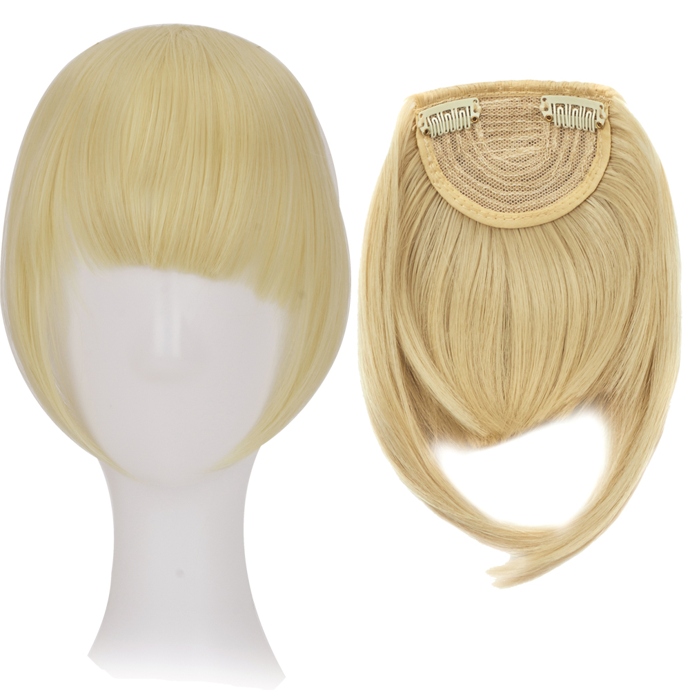 Women Thick Neat Air Bangs Human Hair Extensions Clip In ...