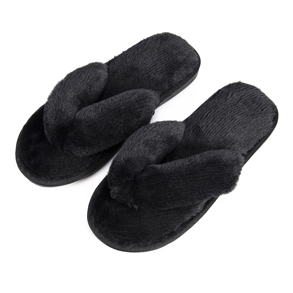 USA Women Plush Fuzzy Thong Spa Slippers Cozy Flip Flops House Shoes ...