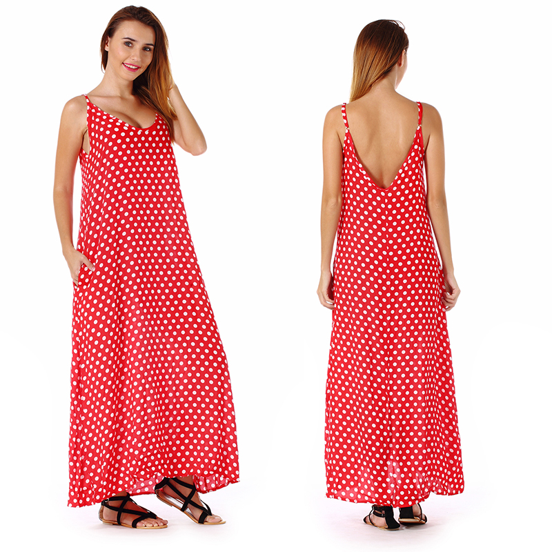 Women Sleeveless Bohemia Long Maxi Dress Summer Beach Party Sundress US ...