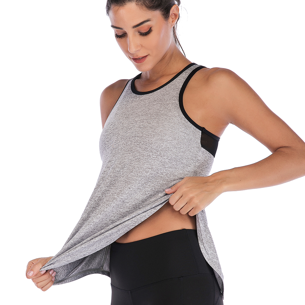 Women Sleeveless Vest Tank Tops Stretch Long Workout Fitness Sport Yoga ...