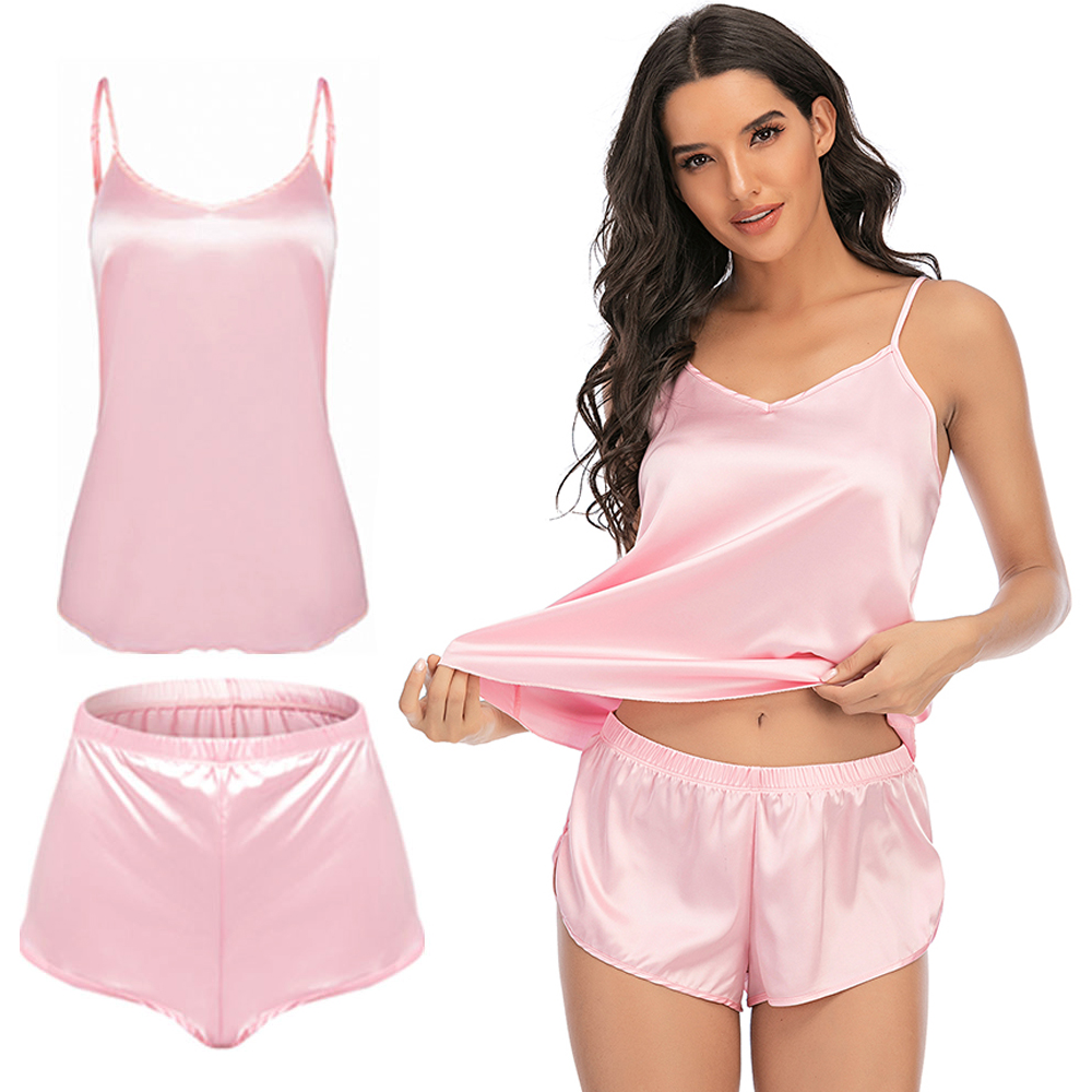 2pcs Women Satin Silk Sleepwear Babydoll Nightdress Sexy Lingerie Pajamas Set - Picture 14 of 16