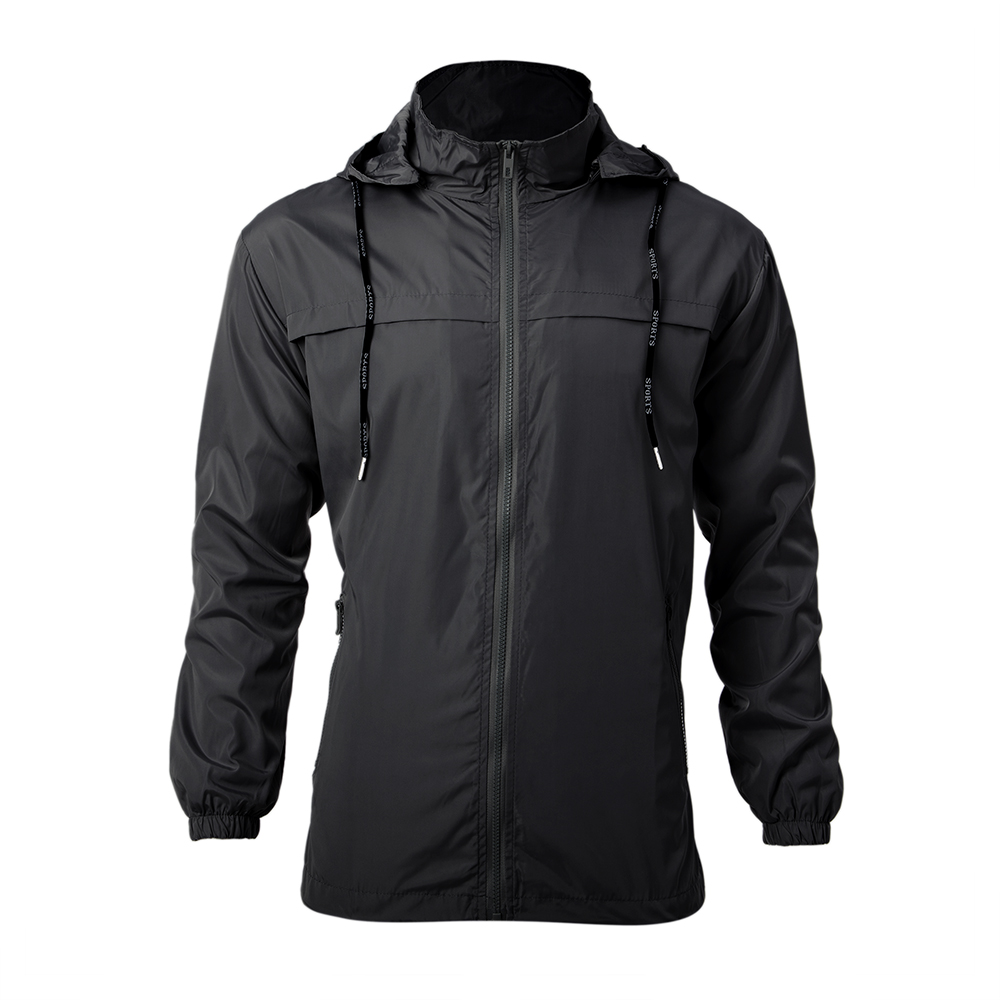 US Men's Hooded Waterproof Jacket Zip Up Raincoat Windbreaker Rain Long ...