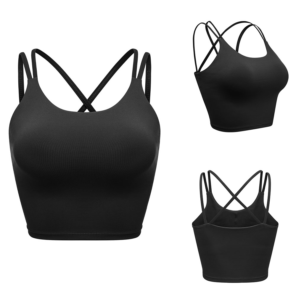 Womens Sports Bras Bralette Yoga Bra Crop Top Camisole Cross Back Workout Vest - Picture 14 of 20