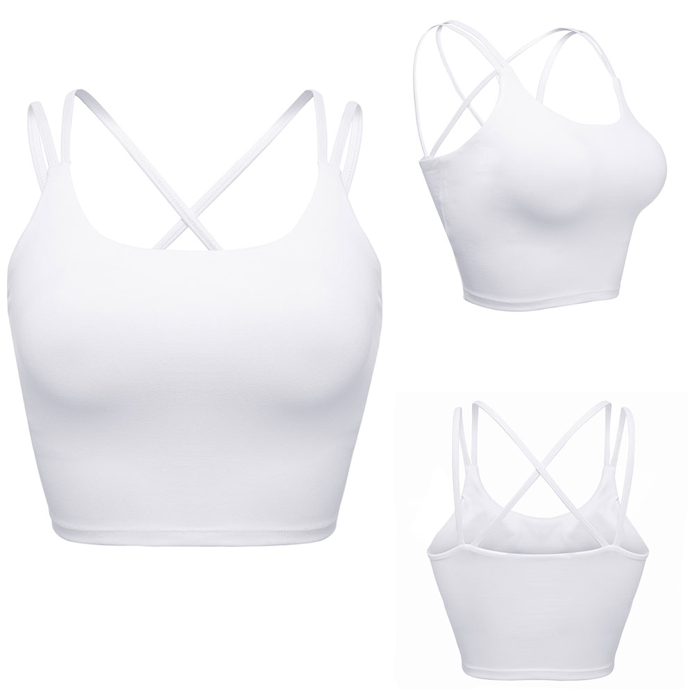 Womens Sports Bras Bralette Yoga Bra Crop Top Camisole Cross Back Workout Vest - Picture 16 of 20