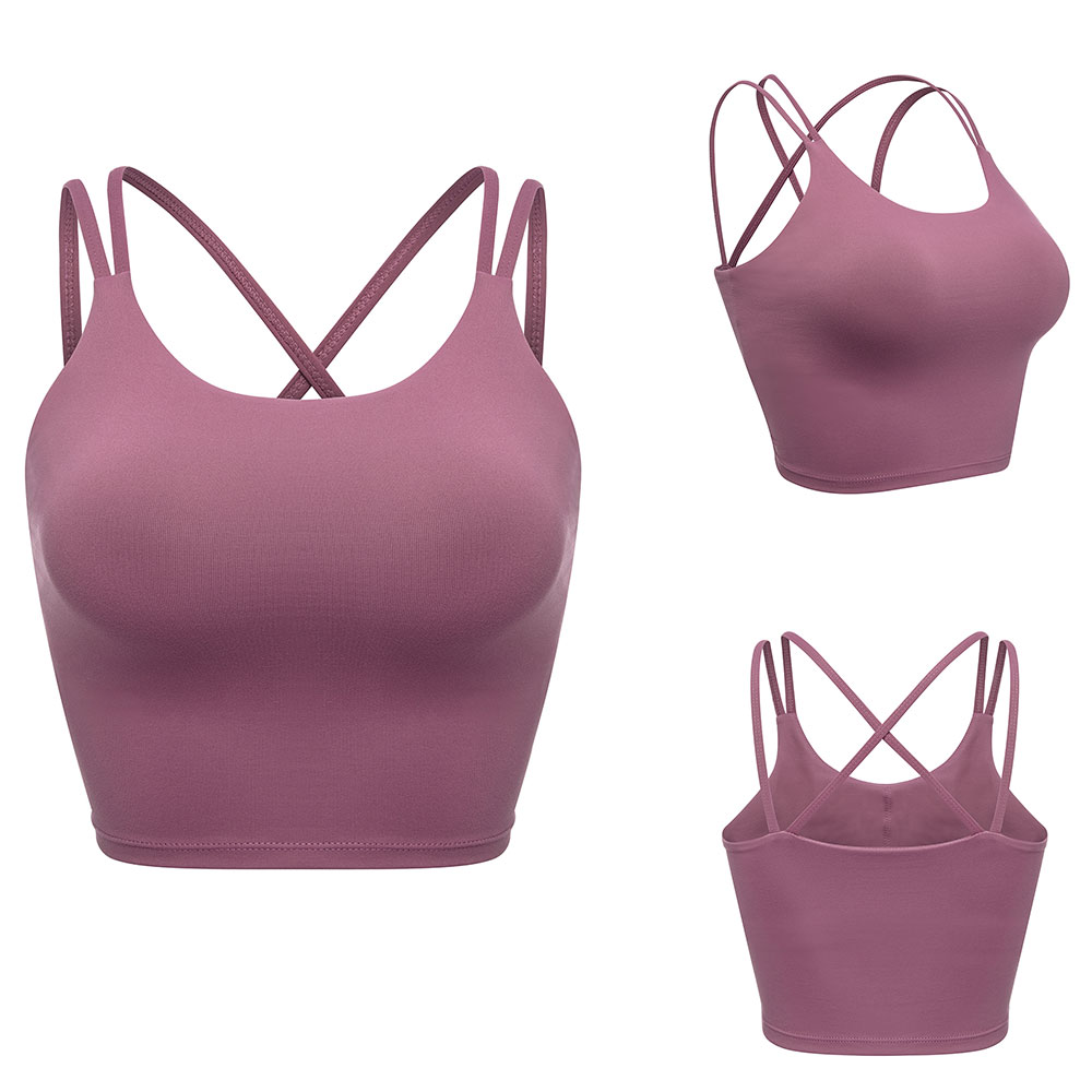 Womens Sports Bras Bralette Yoga Bra Crop Top Camisole Cross Back Workout Vest - Picture 18 of 20