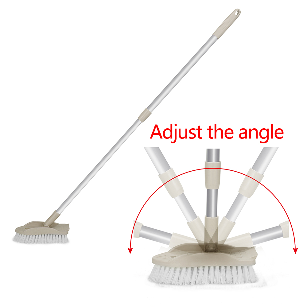 TSV Extendable Long Handle Floor Brush, Scalable Rotatable Floor Scrub Brush  with Long Extendable Handle, Cleaning Brush with Removable Triangle Head  for Tub/Bathroom/Tile/Floor 