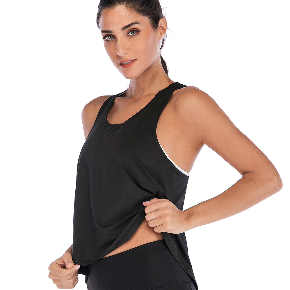 Womens Cross Back Tank Running Tops Stretch Long Workout Fitness Sport Yoga Vest - Picture 12 of 22